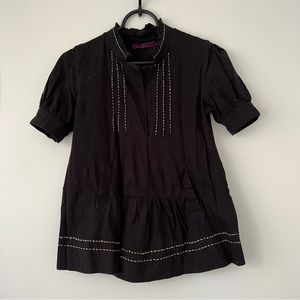 Velvet | Peplum Stitched Black Blouse Size P/XS